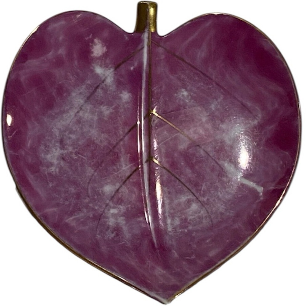 Vintage silver Pink Heart-Shaped dish trinket